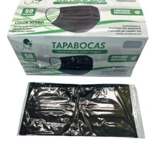 TAPABOCA 3 PLIEGES NEGRO 50 UNIDADES